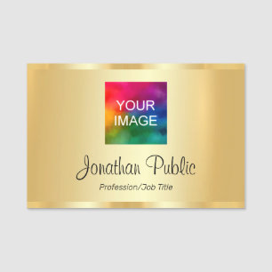 Gold Look Upload uw foto of zakelijke Logo naar Naamplaatje