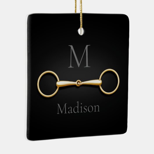 Gold Loose Ring Snaffle Bit Monogrammed Equestrian Keramisch Ornament (Rechts)