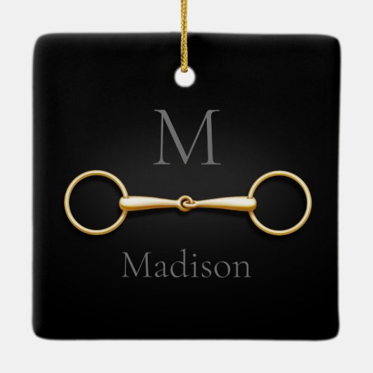 Gold Loose Ring Snaffle Bit Monogrammed Equestrian Keramisch Ornament (Achterkant)