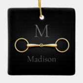 Gold Loose Ring Snaffle Bit Monogrammed Equestrian Keramisch Ornament (Voorkant)