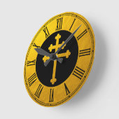 Gold Lorraine Cross op Black/Christelijk Golden Ronde Klok (Hoek)