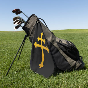 Gold Lorraine Cross op Black/Christelijk Golfhandd Golfhanddoek