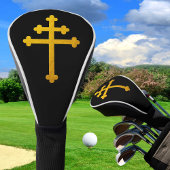 Gold Lorraine Cross op Black/Golf Head Hoesjes Golfheadcover