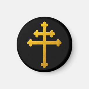 Gold Lorraine Cross op Black Magneet