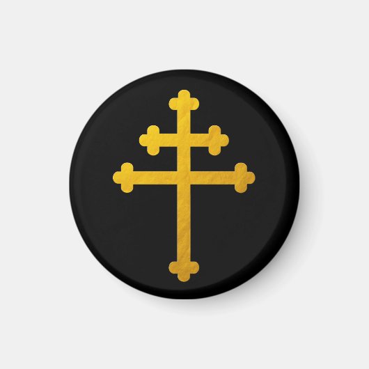 Gold Lorraine Cross op Black Magneet (Voorkant)