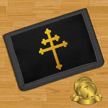 Gold Lorraine Cross op zwart/Christelijk Drievoud Portemonnee<br><div class="desc">Wallet: Gold Lorraine Cross op zwart</div>