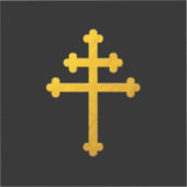 Gold Lorraine Cross op zwart/Christelijk groot Sticker (Voorkant)