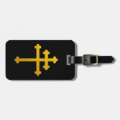 Gold Lorraine Cross op zwart/Christelijk reizen Bagagelabel (Voorkant horizontaal)