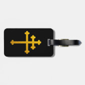 Gold Lorraine Cross op zwart/Christelijk reizen Bagagelabel (Achterkant horizontaal)