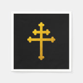 Gold Lorraine Cross op zwart/Christelijk Servet (Voorkant)