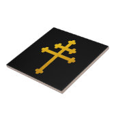 Gold Lorraine Cross op zwart/Christelijk Tegeltje (Zijkant)