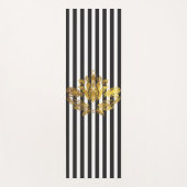 Gold Lotus & Black+White Stripes Yogamat (Voorkant)
