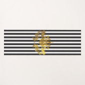Gold Lotus & Black+White Stripes Yogamat (Voorkant (horizontaal))