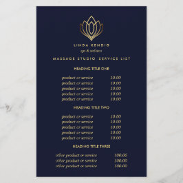 Gold Lotus Blue Spa & Massage Pricing & Services Flyer