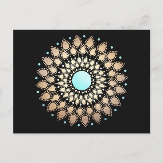 Gold Lotus Floral Mandala Briefkaart (Voorkant)