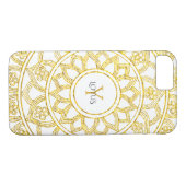Gold Lotus Floral Mandala Monogram Case-Mate iPhone Case (Achterkant (Horizontaal))
