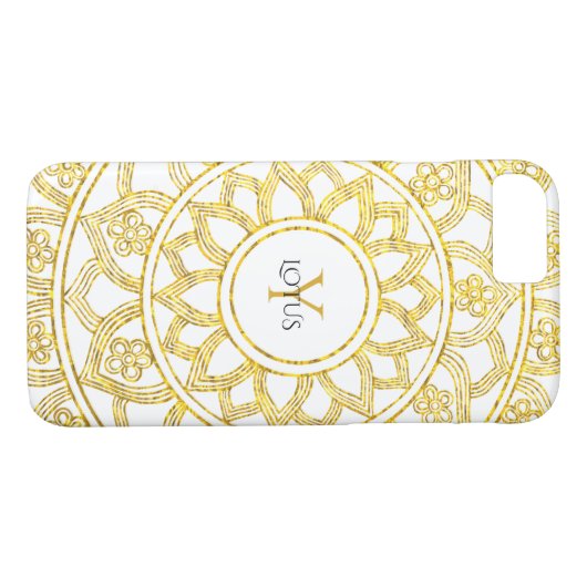 Gold Lotus Floral Mandala Monogram Case-Mate iPhone Case (Achterkant (Horizontaal))