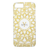 Gold Lotus Floral Mandala Monogram Case-Mate iPhone Case (Achterkant)