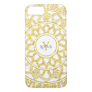 Gold Lotus Floral Mandala Monogram iPhone 8/7 Hoesje