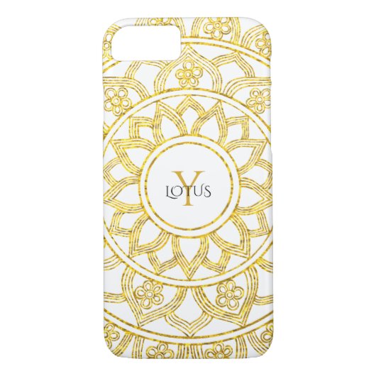 Gold Lotus Floral Mandala Monogram Case-Mate iPhone Case (Achterkant)