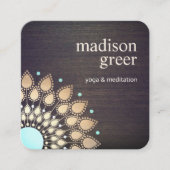 Gold Lotus Floral Mandala Wood Natural Wellness Vierkante Visitekaartje (Voorkant)