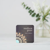 Gold Lotus Floral Mandala Wood Natural Wellness Vierkante Visitekaartje (Staand voorkant)