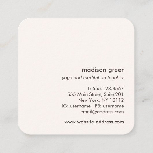 Gold Lotus Floral Mandala Wood Natural Wellness Vierkante Visitekaartje (Achterkant)