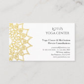 Gold Lotus Floral Mandala Yoga Center Visitekaartje (Achterkant)