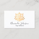 Gold Lotus Flower Boho Yoga Teacher Holistic Visitekaartje (Voorkant)
