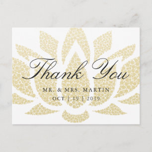 Gold Lotus Flower Custom Weddenschap Bedankt Briefkaart