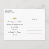 Gold Lotus Flower Custom Weddenschap Bedankt Briefkaart (Achterkant)