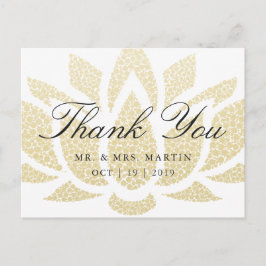 Gold Lotus Flower Custom Weddenschap Bedankt Briefkaart