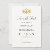 Gold Lotus Flower Custom Wedding Save the Date (Voorkant)