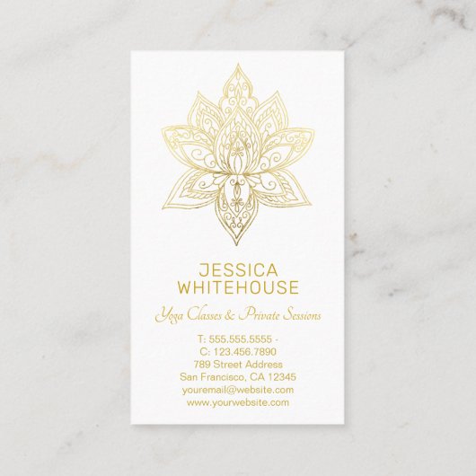 Gold Lotus Flower Elegant Light Visitekaartje (Achterkant)