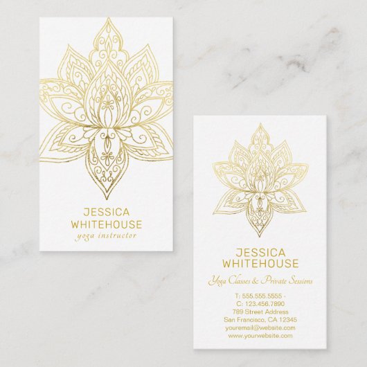 Gold Lotus Flower Elegant Light Visitekaartje (Voorkant / Achterkant)