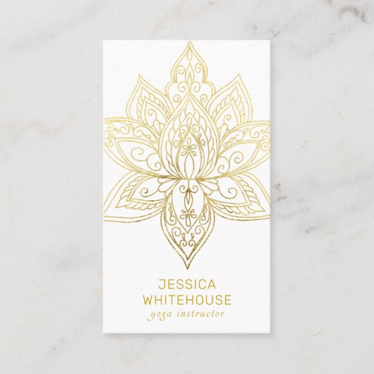 Gold Lotus Flower Elegant Light Visitekaartje (Voorkant)