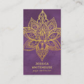 Gold Lotus Flower Elegant Paars Visitekaartje (Voorkant)