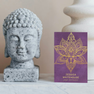 Gold Lotus Flower Elegant Paars Visitekaartje