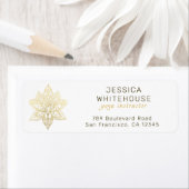 Gold Lotus Flower Elegant Return-adres Etiket (Insitu)