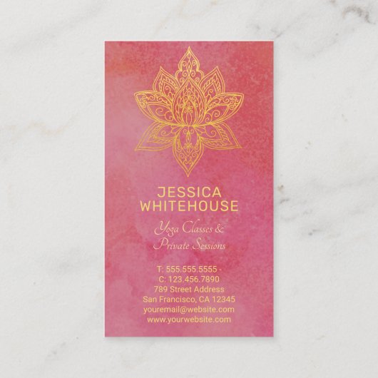 Gold Lotus Flower Elegant Roos Visitekaartje (Achterkant)