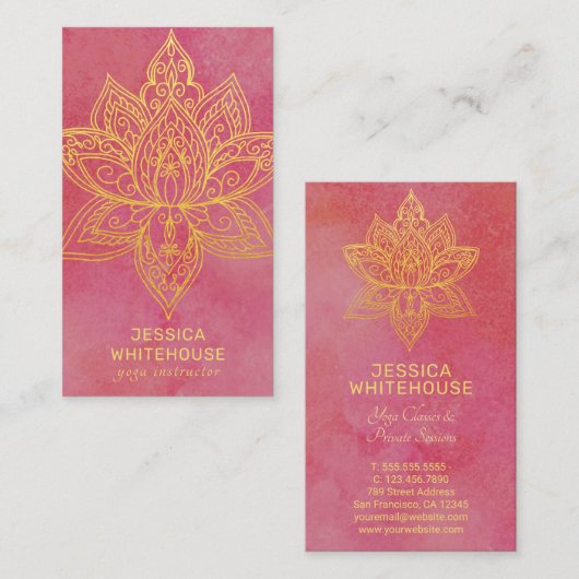 Gold Lotus Flower Elegant Roos Visitekaartje (Voorkant / Achterkant)