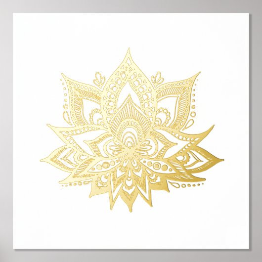 Gold Lotus Flower Folie Art afdrukken (Voorkant)
