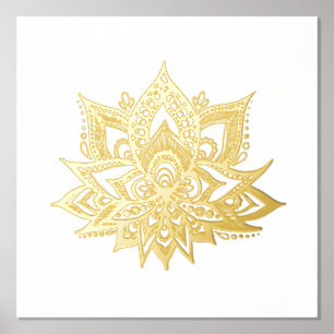 Gold Lotus Flower Folie Art afdrukken Folie Afdrukken