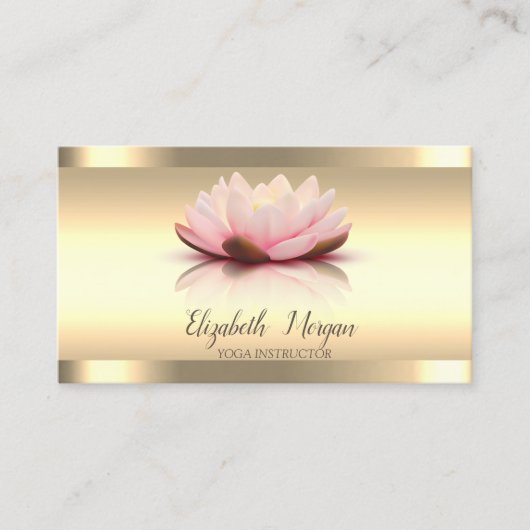 Gold Lotus Flower Gold Stripes Yoga Instructor Visitekaartje (Voorkant)