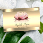 Gold Lotus Flower Gold Stripes Yoga Instructor Visitekaartje