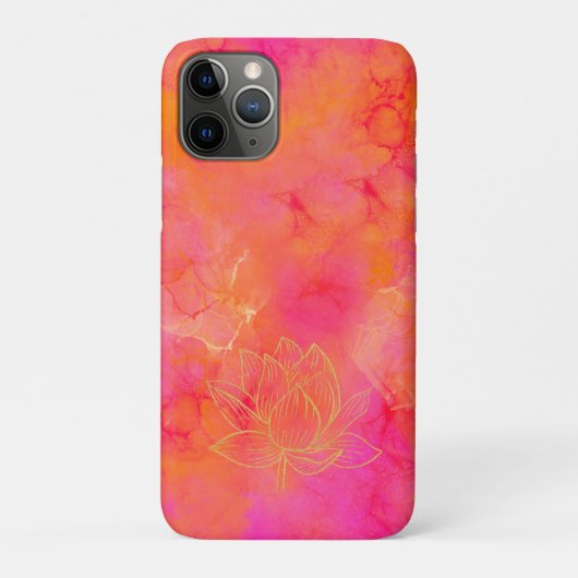 Gold Lotus Flower Illustration Pink Ink Art Case-Mate iPhone Case (Achterkant)