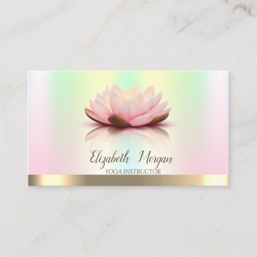 Gold Lotus Flower Iridescent Yoga Instructor Visitekaartje (Voorkant)
