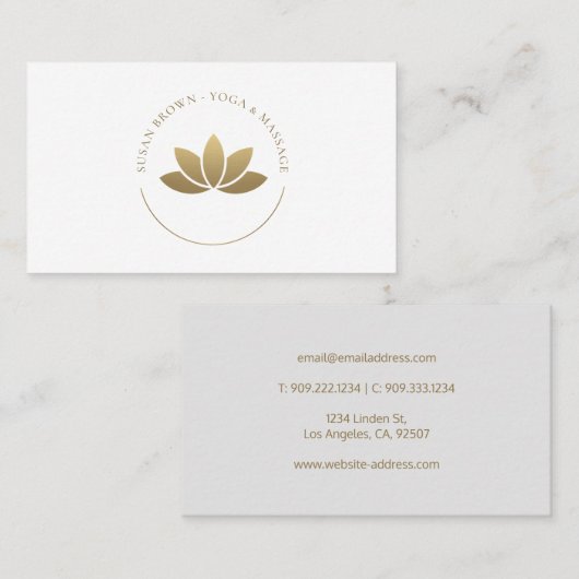 Gold Lotus Flower Logo Visitekaartje (Voorkant / Achterkant)