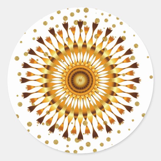 Gold Lotus Flower met gouden confetti on white Ronde Sticker (Voorkant)