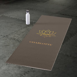 Gold lotus flower name brown yogamat